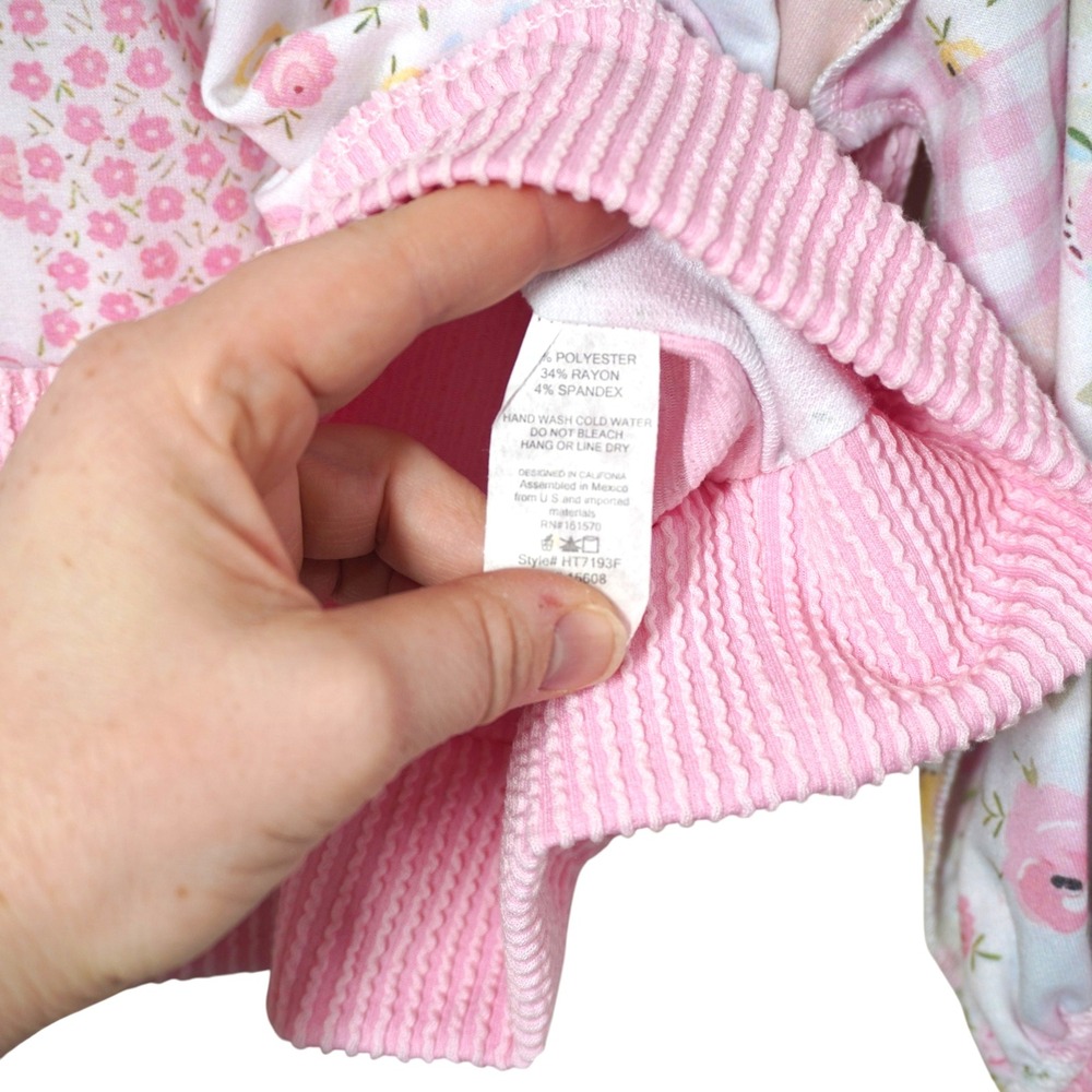 Haptics Oversized Floral Gingham Patchwork Sweatshirt Pink Waffle Back Small NEW - Picture 4 of 6